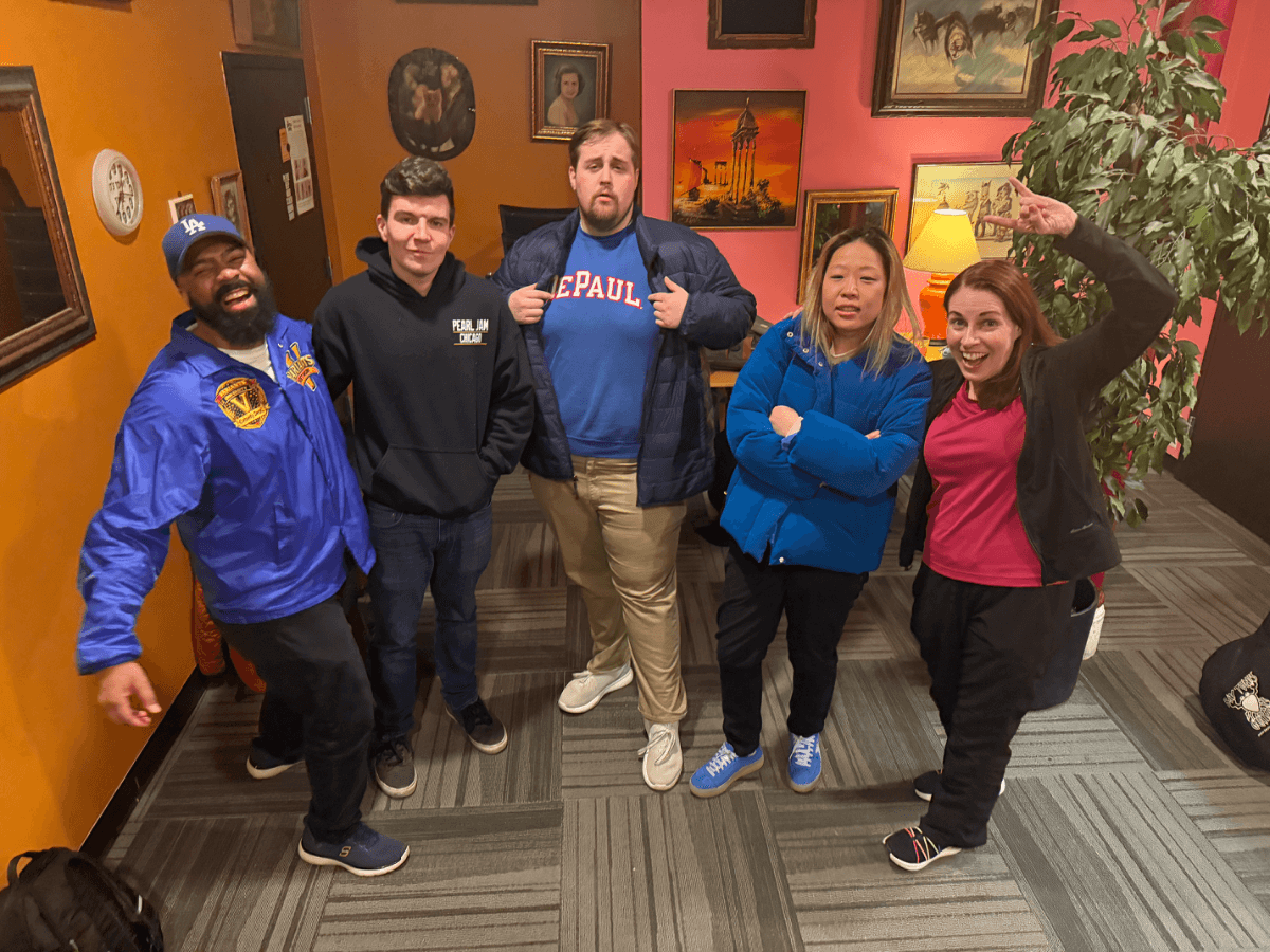 Brian Miklas, Jim Balderston, Grace Jung, Marlon Hue, and Yarnmaze at Hecklers Happy Hour